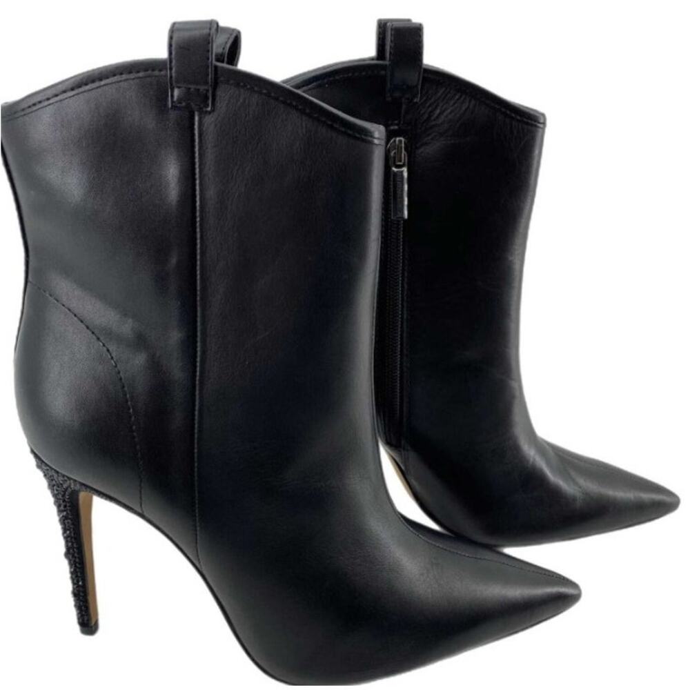 Karl Lagerfeld Women's Pairs Black Clea Leather Embellished Ankle Boots 6.5 New - Picture 2 of 14